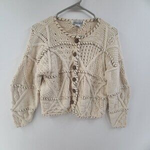 Debra Lubell Vintage Cardigan Sweater Button Front Cream Women's Size M Grannyco